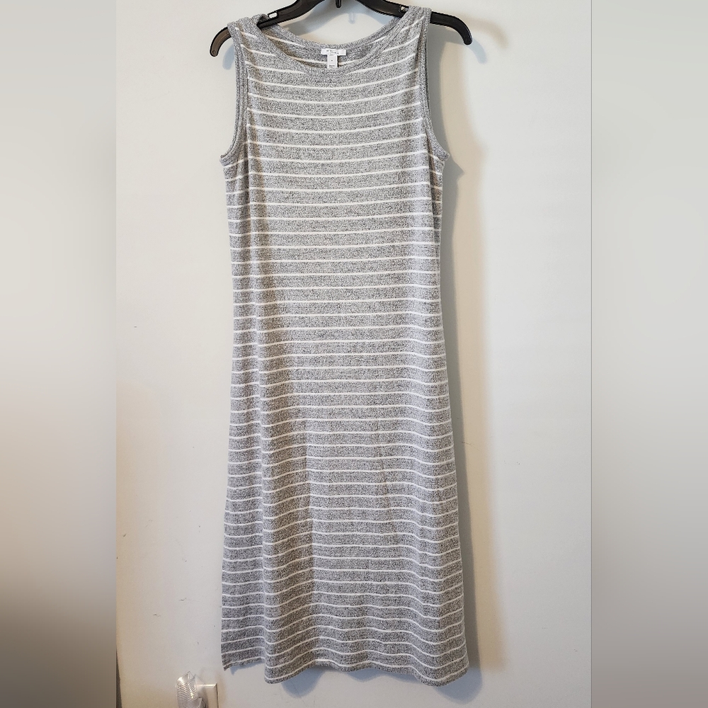 Daily Ritual Gray Striped Sleeveless Dress Size Medium